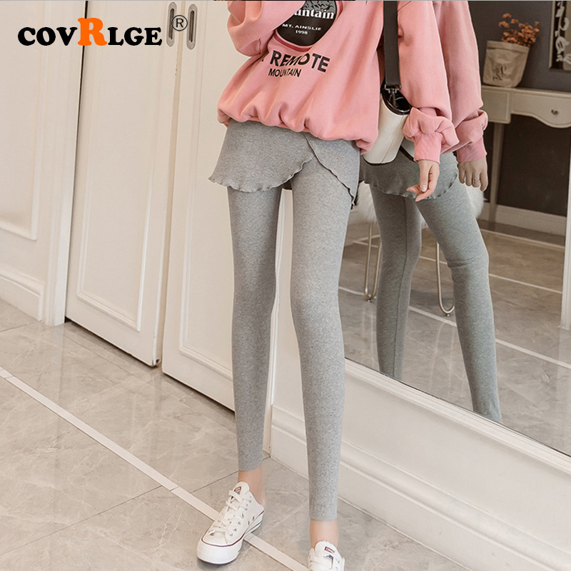 

Threaded Leggings Korean Version of The Fake Two Pieces of Fat MM Stretch Plus Fat Size Skirt Nine-point Pants, Darkgrey