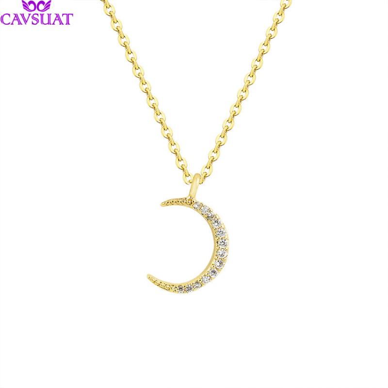 

Elegant Muslim Crescent Moon Pendant Necklace For Women Paved CZ Crystal Charm Islam Jewelry Birthday Gifts Collane Donna