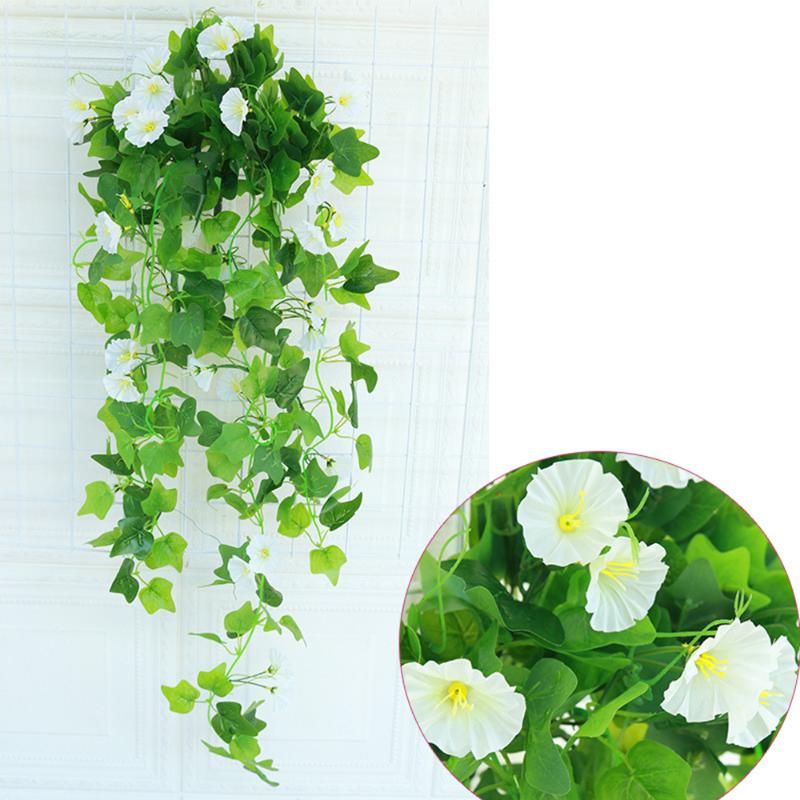 

Rattan Artificial Plants Morning Glory Vine Hanging Simitation Wedding, White