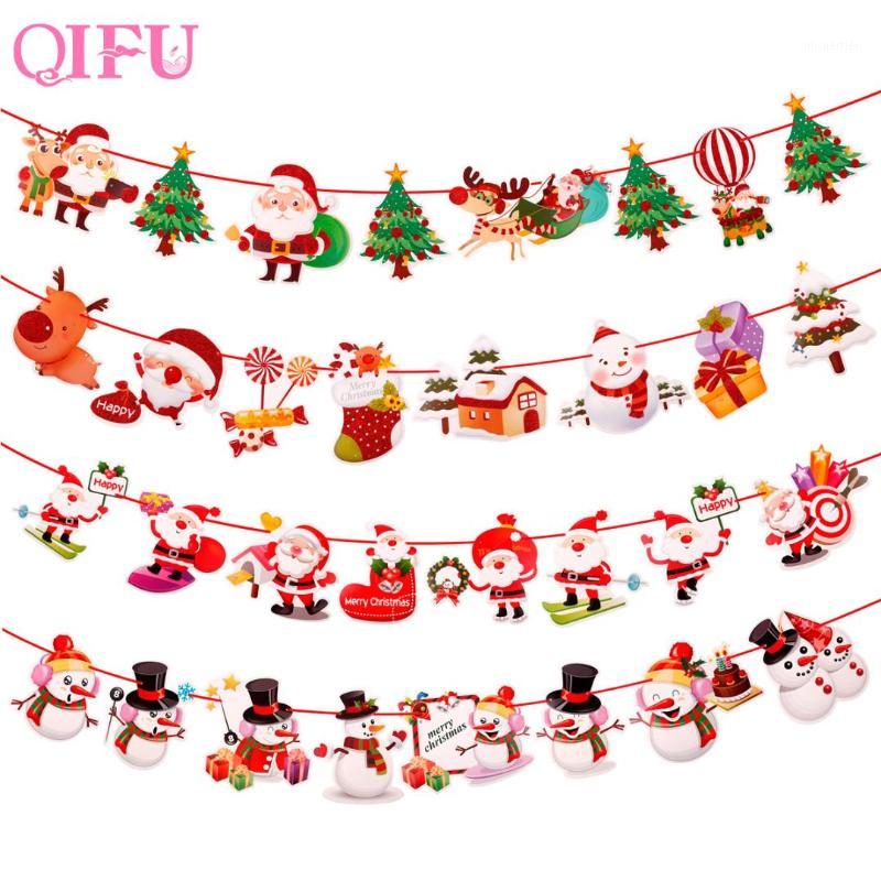 

QIFU 2M Christmas Decoration For Home 2018 Tree Ornaments Santa Snowman Noel Flags Christmas Garland New Year 20191