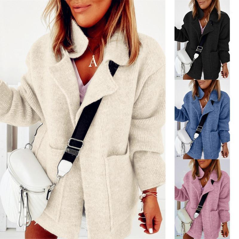 

Women Lapel Solid Color Casual Fashion Jacket With Pockets1