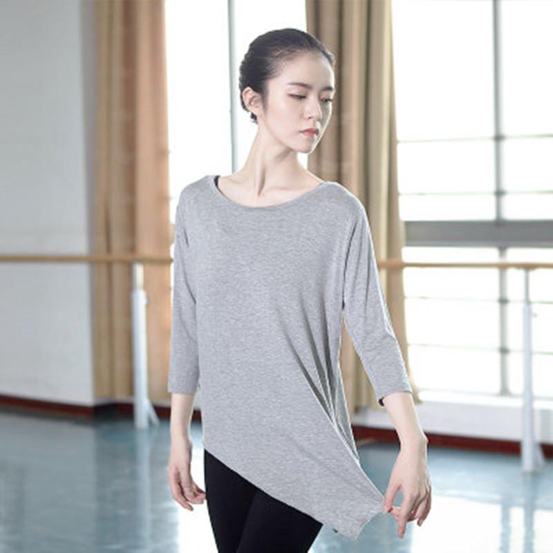 

Summer Modal Long Sleeve Modern Dance T Shirt Professional Ballet Tops for Women Ballroom Yoga Tango Wear, Black