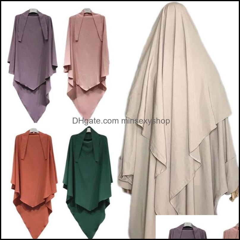 

Ethnic Clothing Big Size Long Islamic Prayer Hijab Headwrap Khimar Muslim Wear For Women Niqab Ramadan Overhead Dubai Turkish One-Piece Drop