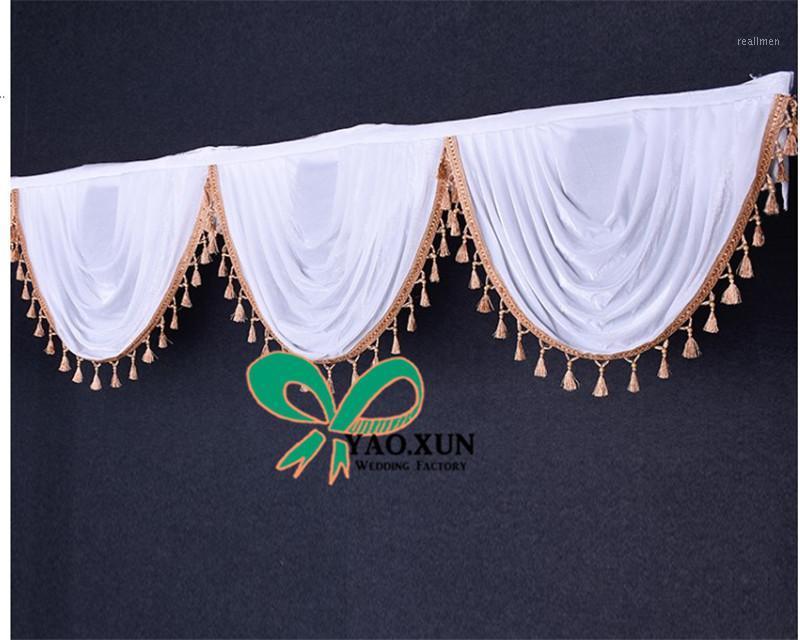 

Good Quality White Gold velvet swags/ pleuche swgas for table skirting or party backdrops Stage Background1