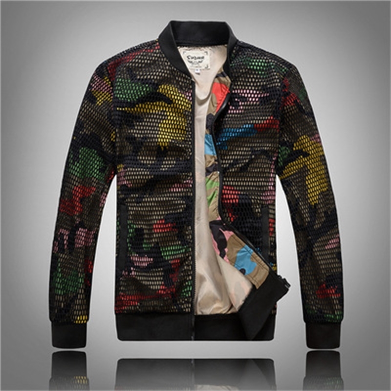 

2020 hot sale men hollow camouflage out of this baseball casual fashion fine male bomber jacket 3xl