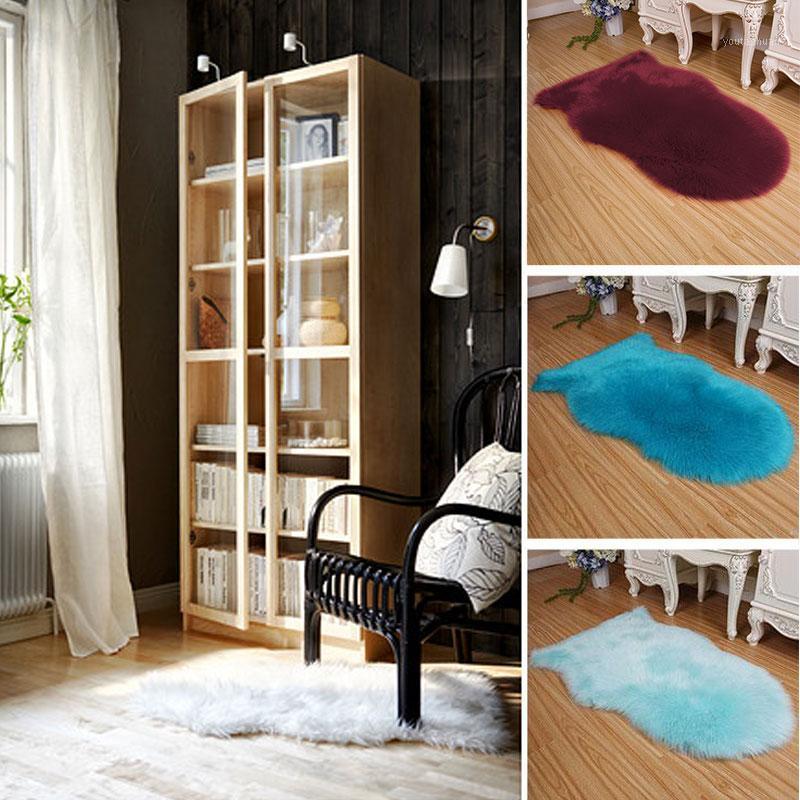 

Chair Mat Rug Washable Faux Fur Sheepskin Decoration Fluffy Hairy Carpets Floor Mat Fashion Home Plush Durable Ornament1, Wine red