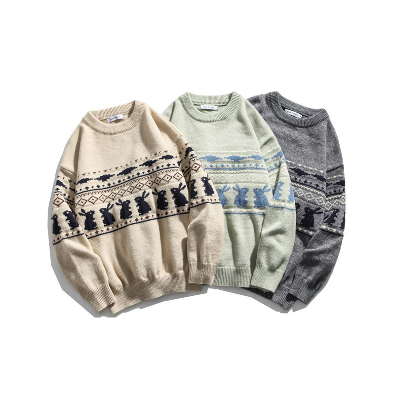 

2021 New Youth Japanese Department Fresh Weather Collar Male Sweater Female Lovers Fall Winter 6K9K, Green.