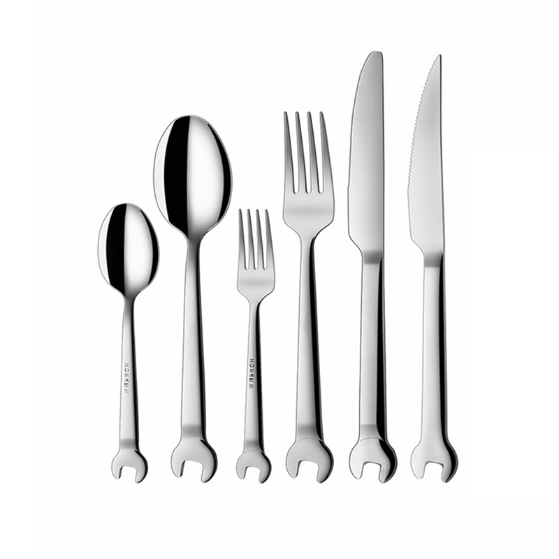 

6PCS Creative Wrench Shape Stainless Steel Dinner Knife Tea Fork Coffee Spoon Dinnerware Set Cutlery Utensil Kitchen Accessories T200524