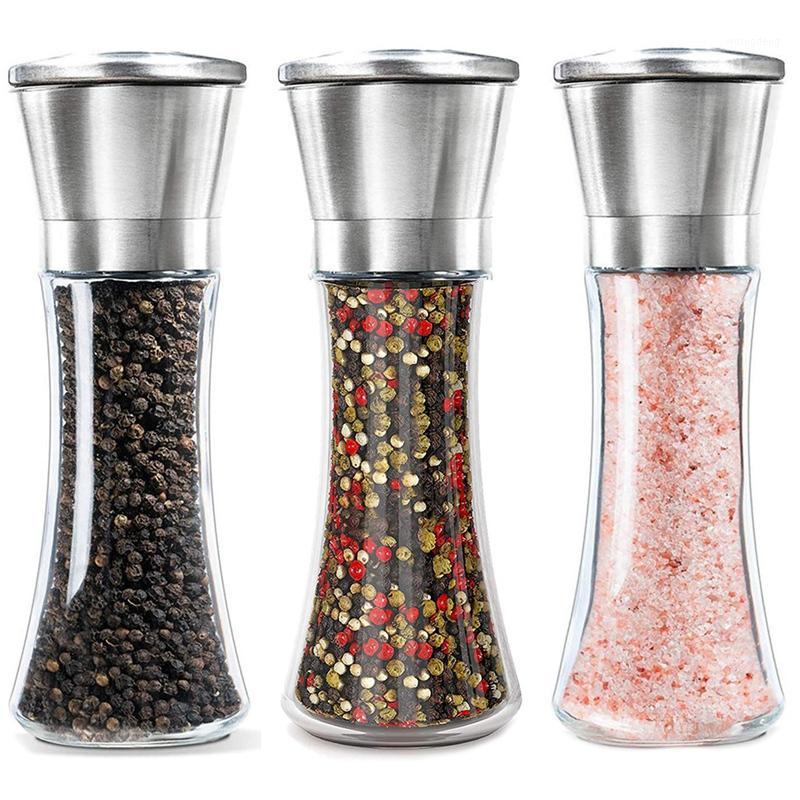 

Quality Salt and Pepper Grinder Set Of 3 Tall Salt and Pepper Shakers Stainless Steel Mill Shaker Grinders Mil1