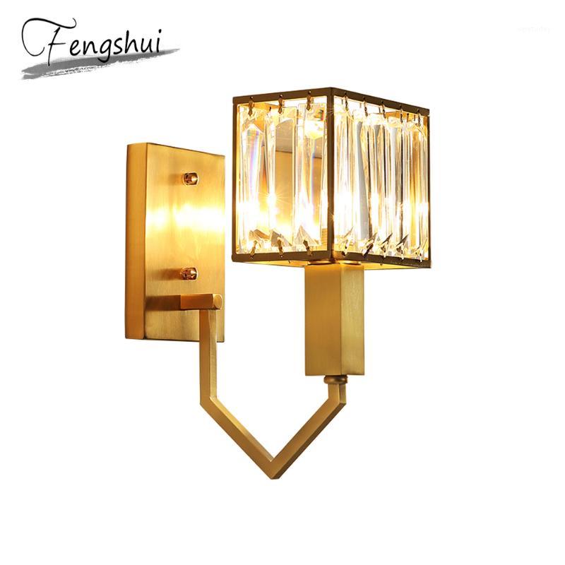 

Modern Copper Crystal LED Wall Lamps Indoor Decor Sconces Bedroom Light Fixture Bedside Living Room Aisle Stair Wall Lights1