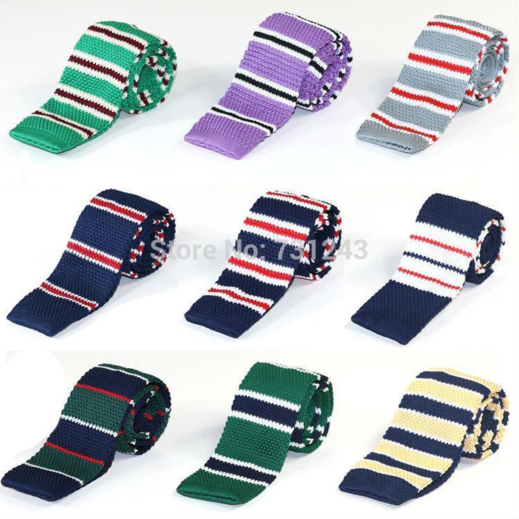 

Striped Skinny Knitted ties for men 100% Polyester Woven mens Slim necktie for Party Business Brand Handmade Cheap Neck Tie1