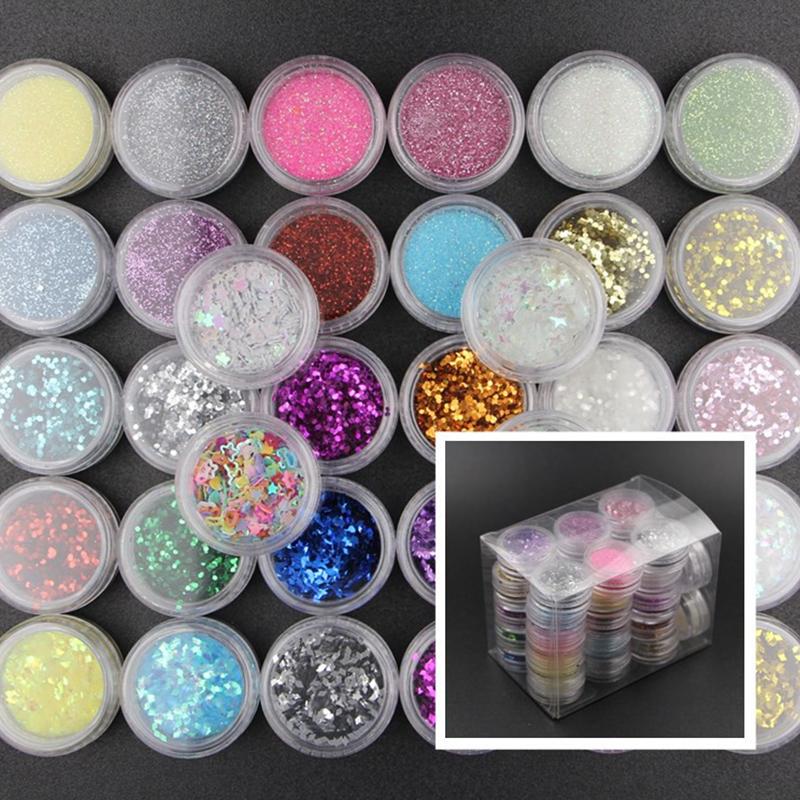 

34 PCS/SET nail art sequins set light therapy Manicure DIY nail art decoration Sequins
