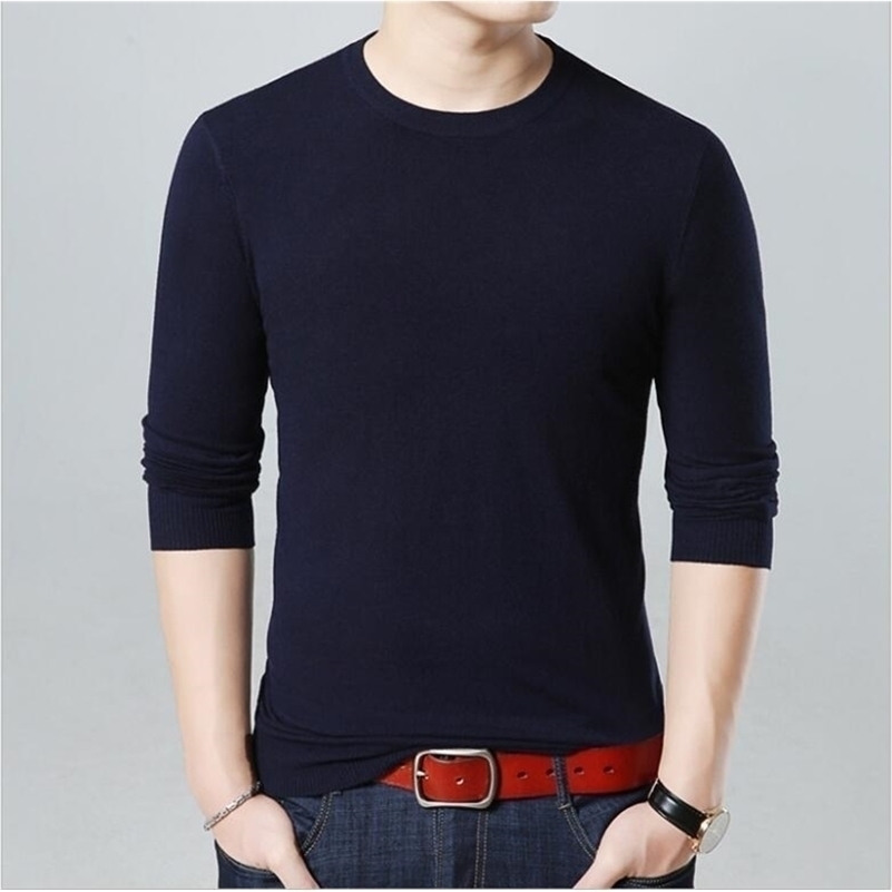 

New Casual Men's Sweater O-Neck Slim Fit Knittwear Autumn Mens Sweaters Pullovers Pullover Men Homme 201201, Black