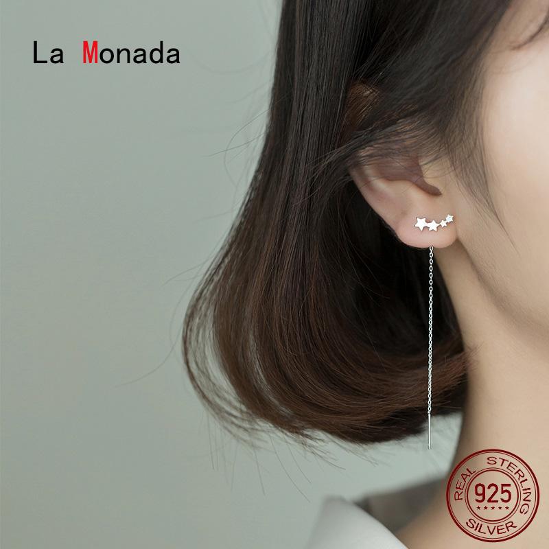 

La Monada Dangling Hanging Earrings For Women Silver 925 Real Woman Pentagram Korean Drop Earrings Minimalist Female Jewelry