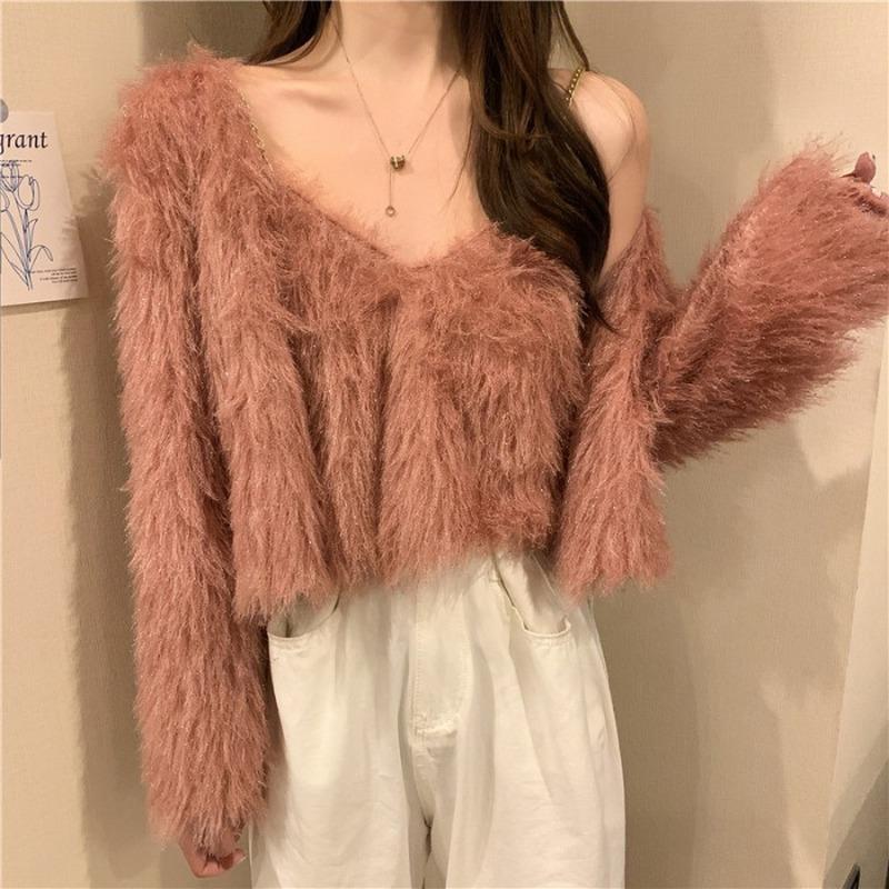 

Women's Knits & Tees White Camisole Vest Tops Sexy Fashion V Chain Tassel Cardigans Short Pink Jacket Long Sleeve Black Sweater Sets Solid W