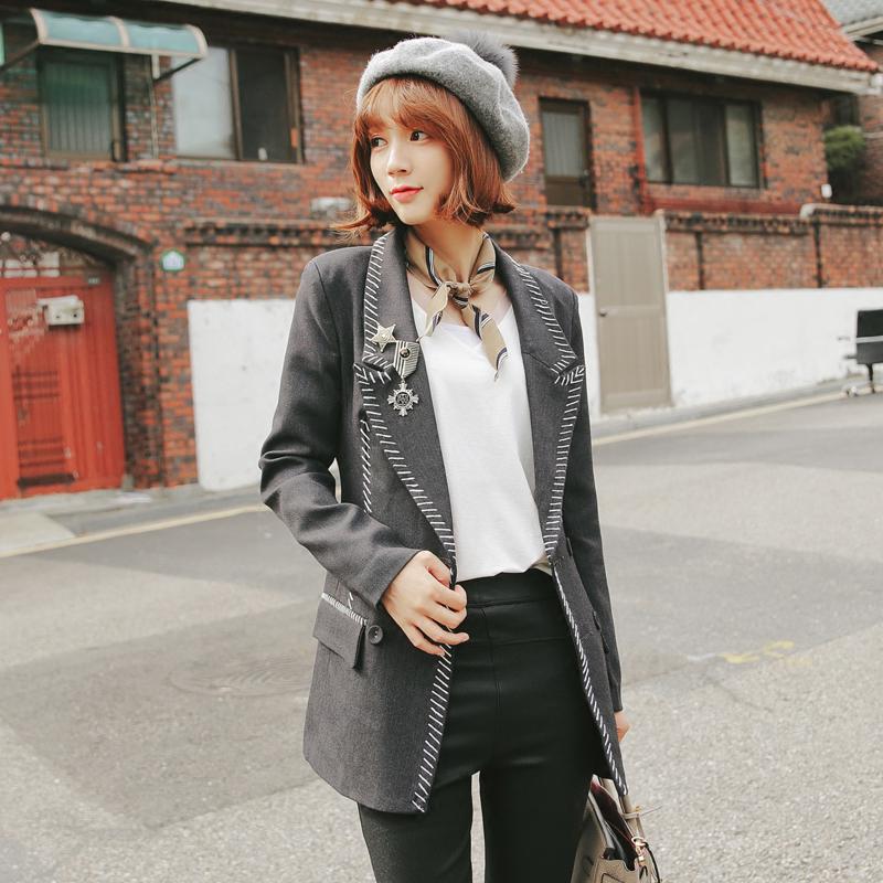 

Spring and Autumn New Korean Women' College Wind Small Suit Jacket Ms. Long Slim Casual Suit Women