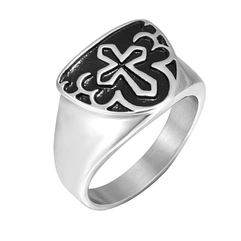 

IJZ9011 Cremation Souvenir Cross Ring for Ashes Urn Engraved Memorial Retro Stainless Steel Keepsake Holder