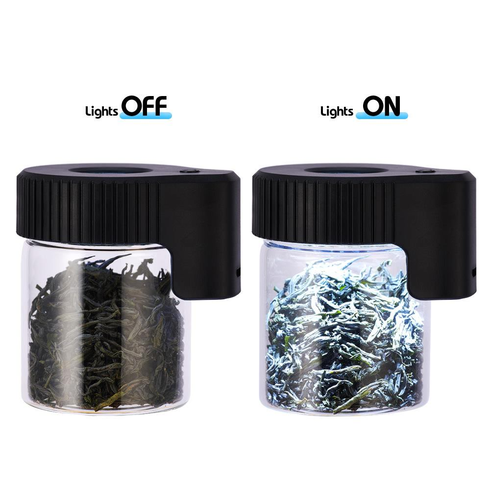 

Tobacco storage jar glass storage jar can emit light LED transparent sealed pill box storage tank bong