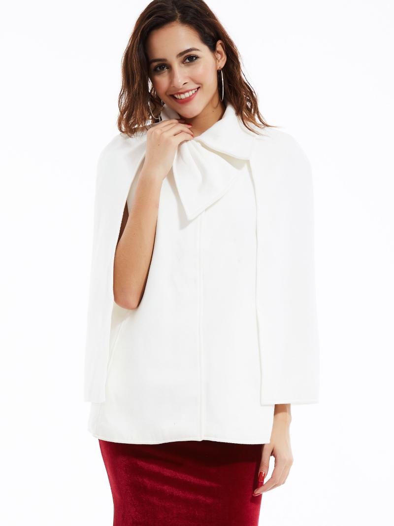 

Women Short Cape Newly Design Windproof Spring Fall Warm Outerwear Elegant Simple Lace Up Female Fashion Black White Cape