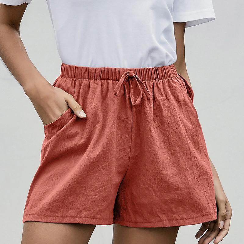 

2020 New Summer Women' Shorts Casual Cotton Linen Shorts Women Plus Size High Waist Fashion Streetwear Short Pants, As picture