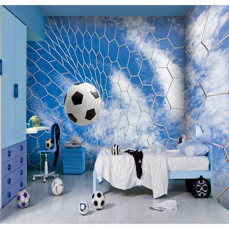 

Drop Shipping Photo Football Series Wallpaper Stadium KTV Theme Hotel Living Room Decoration White Football Door Wallpaper Mural, As pic
