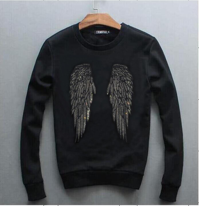 

Men 2021 New Casual Hip Hop Strass Male Hoodies Top The-neck Pullovers Sweatshirt Clothes Mn41, The shown