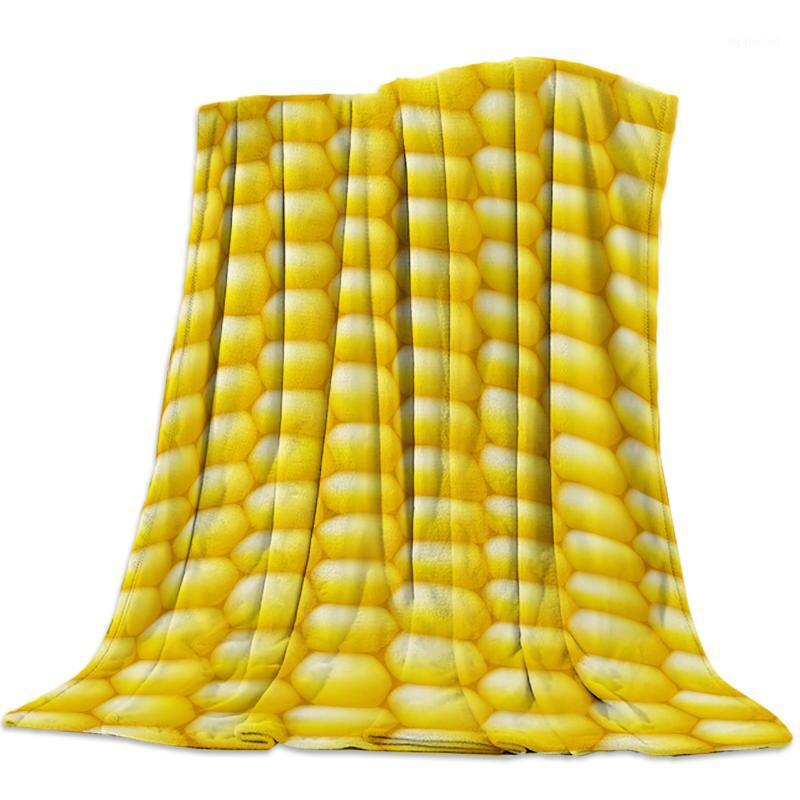 

Yellow Corn Texture Flannel Blanket for Bed Sofa Portable Soft Fleece Throw Funny Plush Bedspreads1