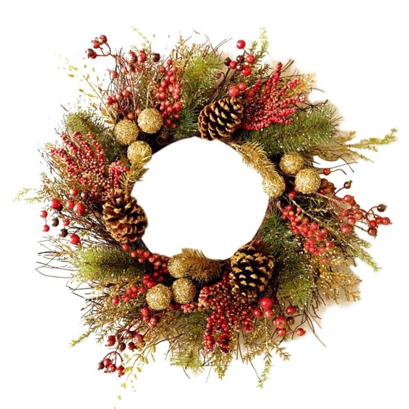 

Artificial Garland with Pine Rattan Wreath and Wreath Hotel Mall Bar Decoration Pendant Door for Hanging, Door, Green