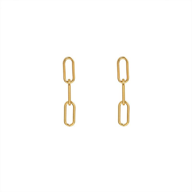 

2021 New Style Link Chain Stud Earrings Luxury Piercing Jewelry Fashion Elegant Design Gold Color Stainless Steel Ear Aerets