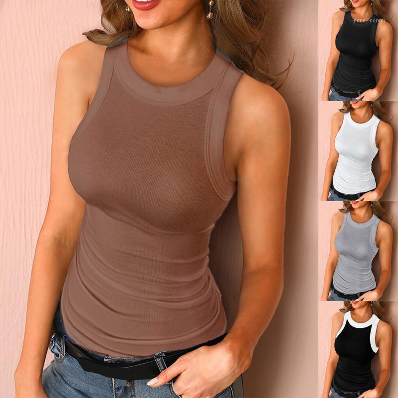 

fitting T-shirts Women Jumpers Sleeveless casual Tops wear shaped vest Woman Pullovers female tank O-neck solid undershit C03761, Color3