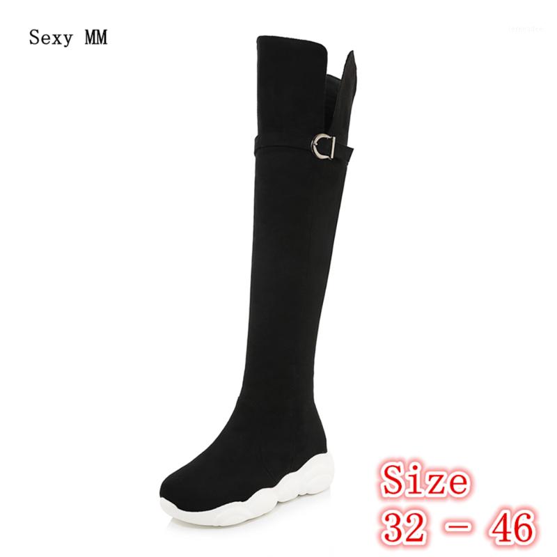 

Spring Autumn Winter Women Over The Knee Boots Platform Woman Thigh High Boots Botas Small Plus Size 32 33 -40 41 42 43 44 45 461, Black suede - cloth