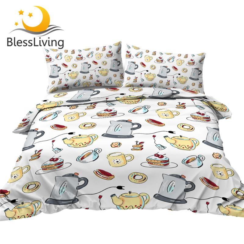 

BlessLiving Party Bedding Set Afternoon Duvet Cover for Girls Lovely Bed Set Sweet Cake Bedspread Home Textiles 3pcs