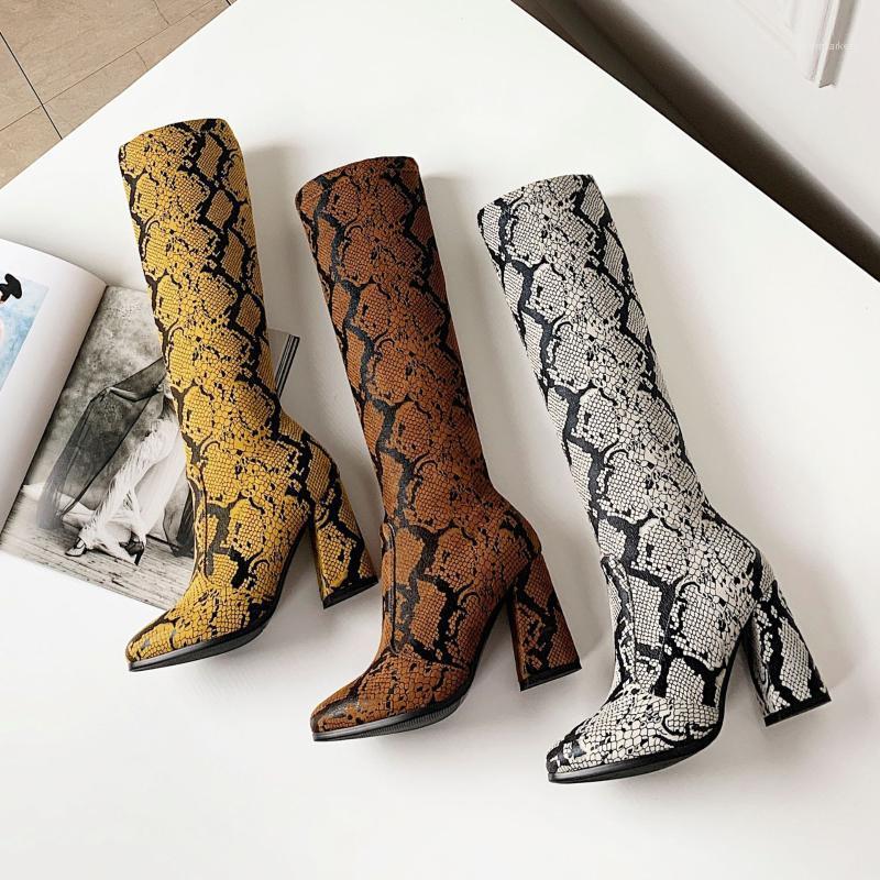 

2019 Winter Sharp Coarse With Snake Women's Long Boots Size Code1, Beige