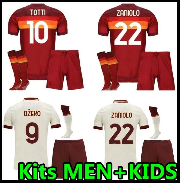 

20 21 Soccer jerseys kits DE ROSSI DZEKO ZANIOLO TOTTI PEROTTI KOLAROV football shirt 2020 2021 Men + Kids kit, Black