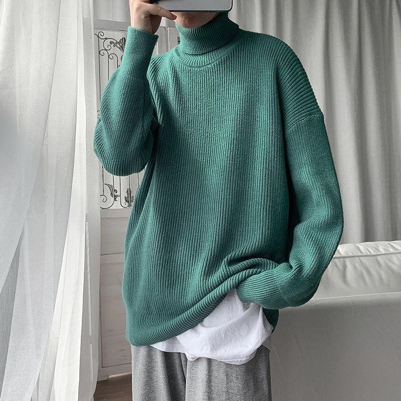

2020 Winter Men's Thickened Sweaters Fashion Solid Color Coats Clothes Wool Turtleneck Homme Knitting Cashmere Pullover -3XL, Black