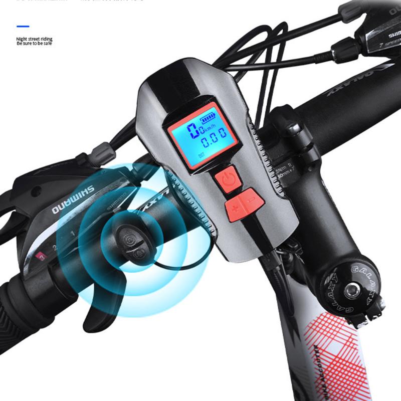 

Waterproof Bicycle Lights USB Rechargeable Bike Front Light Handlebar Cycling Head Lights Horn Speed Meter LCD Screen