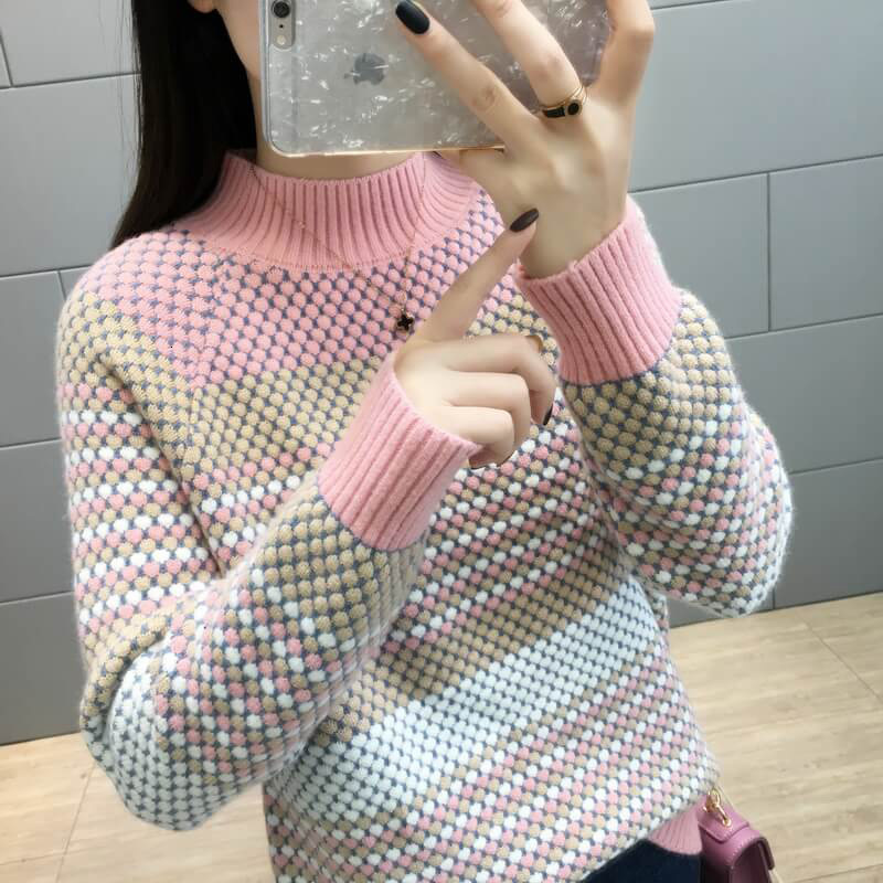 

Women's Knitted Shirt 2021 Korean Winter Released Elegant Female Wild Student Thick Sweater R578 Kk9u, Green