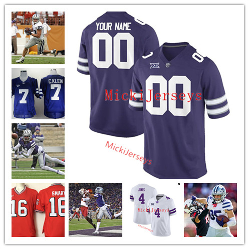 

Custom Kansas State Wildcats Stitched Football Jersey Lynn Dickey Michael Bishop Darren Sproles Collin Klein Tim Colston Mark Simoneau Terence Newman Arthur Brown, White
