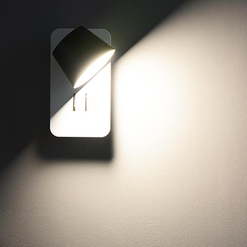 

nordic indoor stair wall lamp Led wall lamps bedroom modern light with switch sconces white an black reading light
