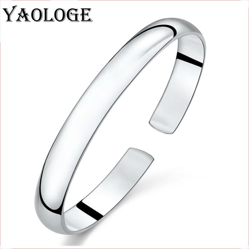 

YAOLOGE No Decoration Elegant Bracelet Trendy Silver-Plated Opening Simple Classic Bracelet Bangle Charming Hand Jewelry 2020