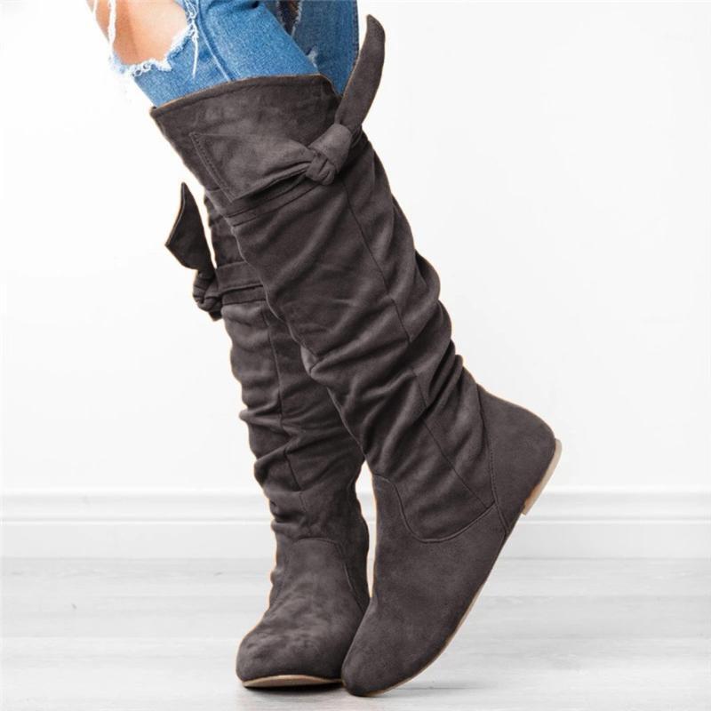

Women's over-the-knee Boots Women's Ladies Fashion Casual Beautiful Knotted Knee-high Long Boots Flat Shoes Schoenen Vrouw Botas1, Black