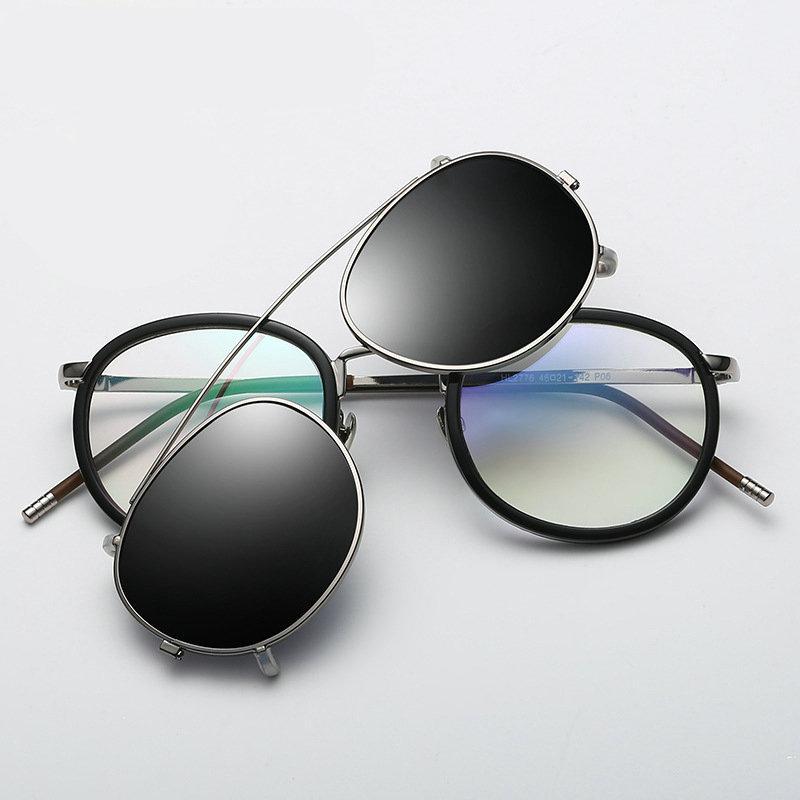 

Punk style lens detachable polarized pilot sunglasses clip retro brand design sunglasses men driving shade uv400 NX1