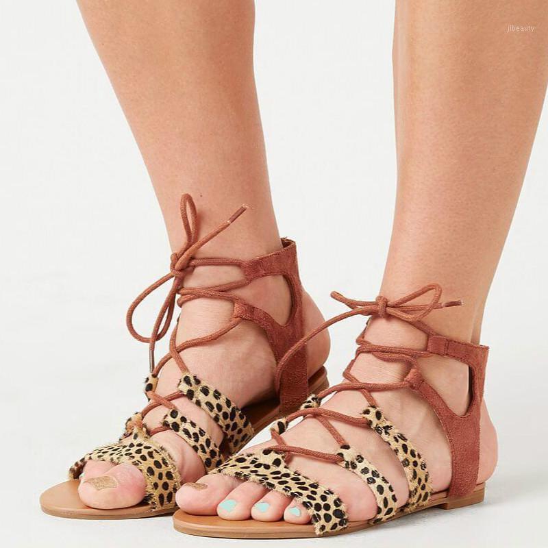 

Summer 2020 New Women Sandals Fashion Leopard Flat Heel Flat Bottom Women's Sandals Trend Women's Cross Strap Casual1, Pink