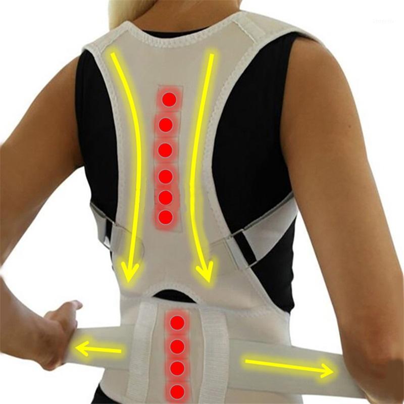 

Magnetic Posture Corrector for Women Men Orthopedic Corset Back Support Belt Pain Back Brace Support Belt Magnets Therapy1, White
