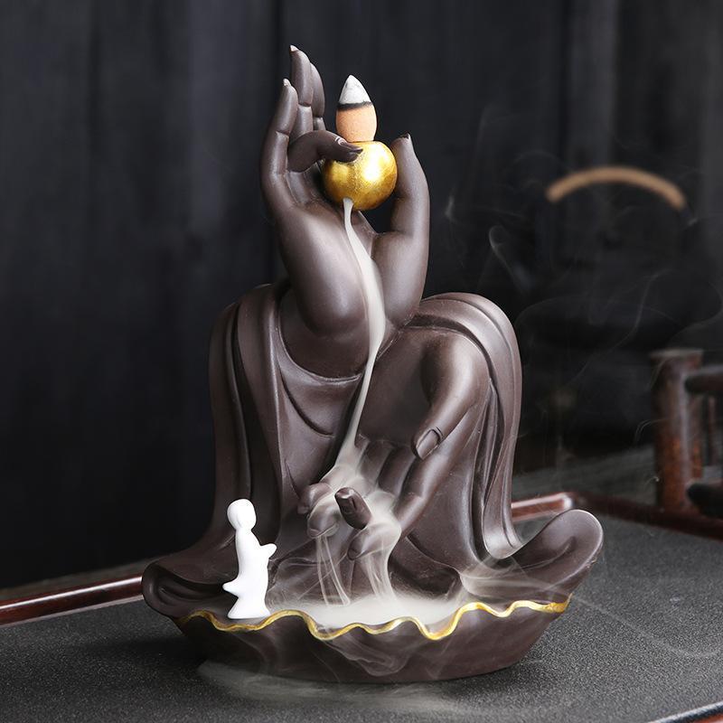 

Mountain River Handicraft Incense Holder Backflow Incense Burner Buddha Hand Smoke Waterfall Stick Holder Ceramic Censer