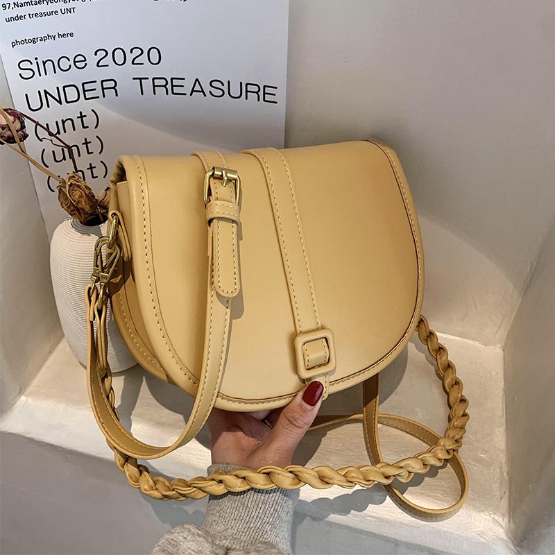 

Weave Shoulder strap 2021 Fashion New Quality PU Leather Women's Designer Handbag Solid color Shoulder Messenger Bag, Black