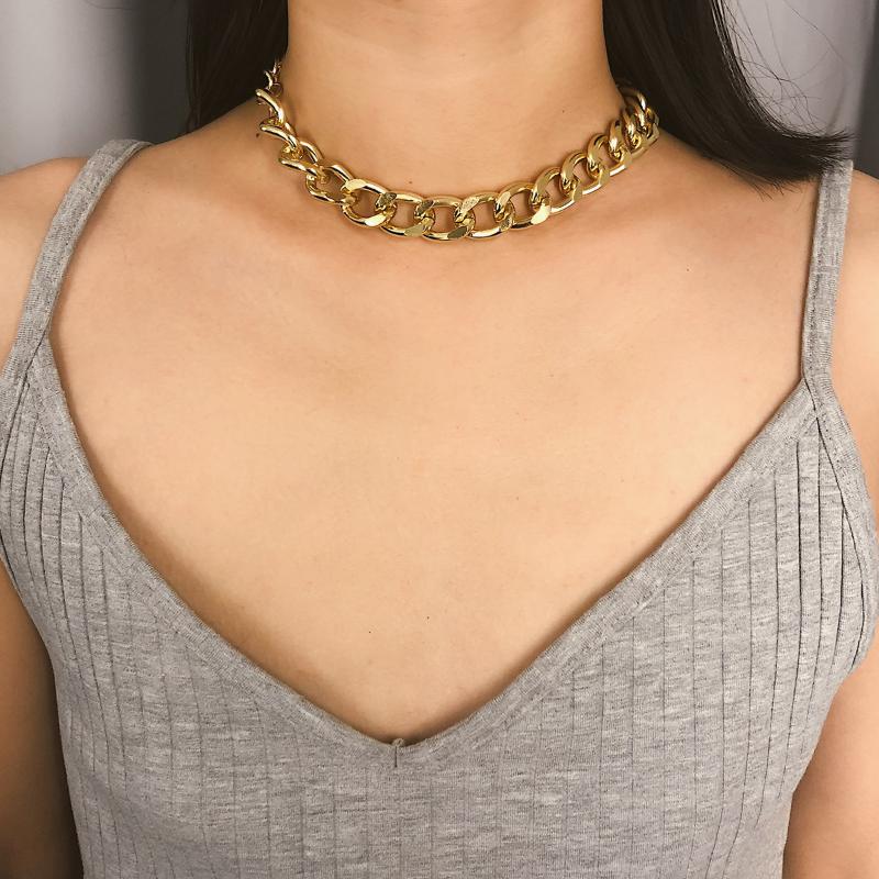 

New 2021 Punk Gold Color Thick Chain Necklace For Women Hip Hop Exaggerated Big Chunky Collar Necklace Jeweley Gift dropshipping