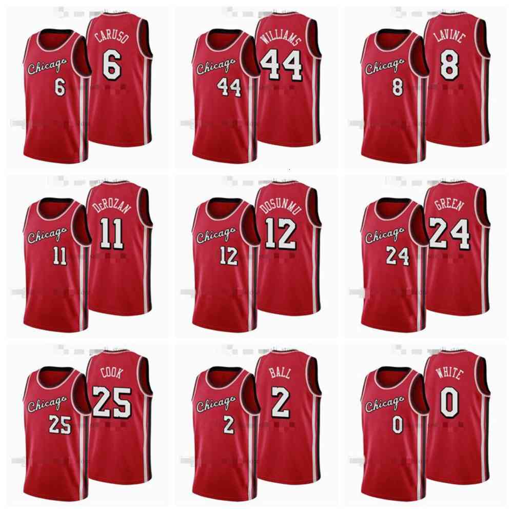 

Chicago's Bulls's Lonzo Ball #2 Alex Basketball Jersey Caruso #6 DeMar DeRozan #11 Nikola Vucevic #9 Zach LaVine #8 Patrick 2021-22 75th Anniversary Red Men Youth Kid, As photo
