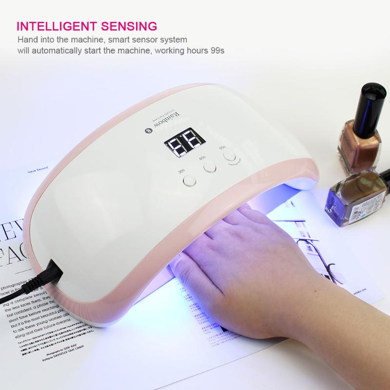 

NEW Professional Rainbow8 36w Ultraviolet UV LED Curing Lamp For Nails Lamps 21Pcs Leds For Manicure Drying Gel Polish Portable, White