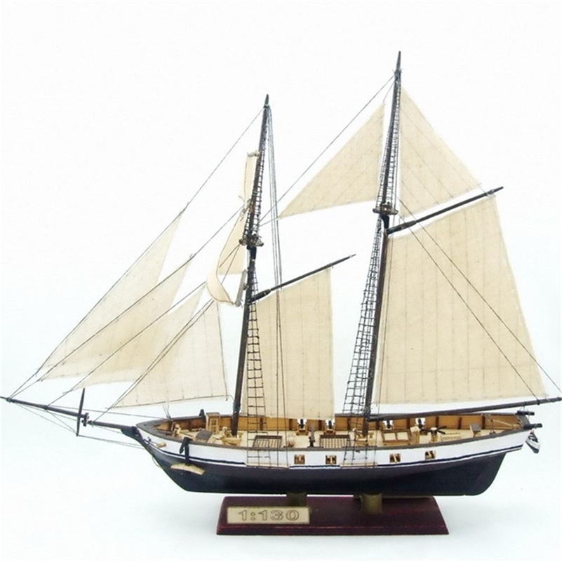 

1:130 Scale Sailboat Model DIY Ship Assembly Model Kits Figurines Miniature Handmade Wooden Sailing Boats Wood Crafts Home Decor T200703